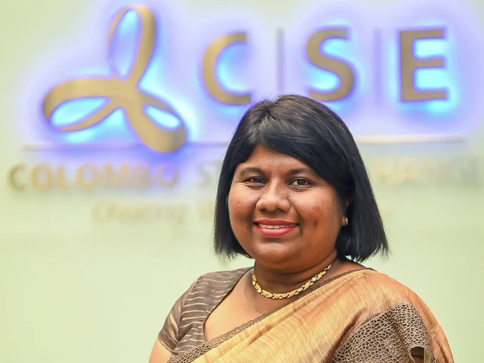 Gies Business alum Ms. Vindhya Jayasekera at the Columbo Stock Exchange
