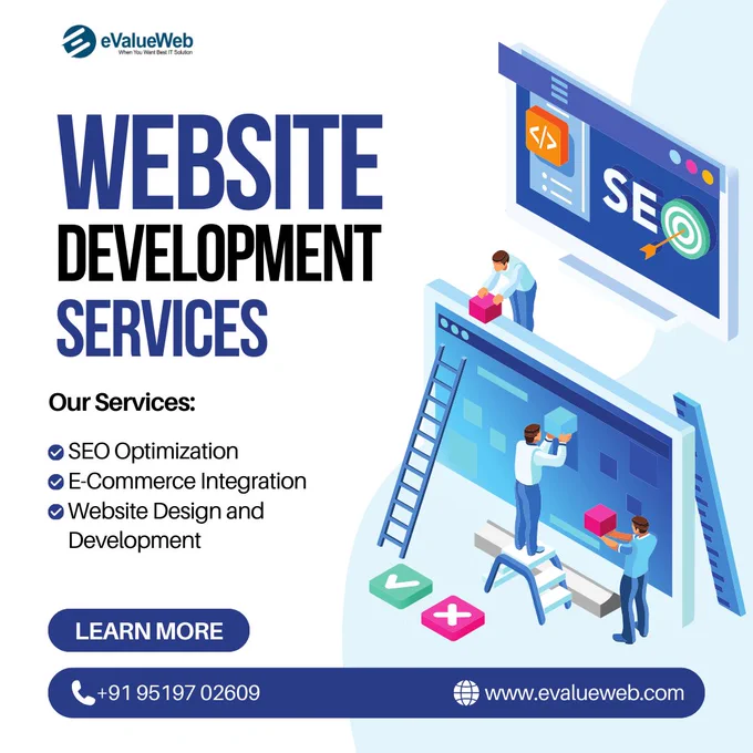 🚀 Transform Your Vision into Reality with eValueWeb! 🌐
Stuck with a bland online presence? Let’s craft a website that 𝐰𝐨𝐰𝐬 and 𝐰𝐨𝐫𝐤𝐬!
✨ 𝐖𝐡𝐲 𝐞𝐕𝐚𝐥𝐮𝐞𝐖𝐞𝐛?

✅ Tailored Designs: No templates—just 100% you.
✅ Speed That Sells: Pages that load faster than your coffee brews.
✅ SEO Magic: Climb Google’s ranks like a pro.
✅ Hassle-Free Support: We’ve got your back, always.

From startups to empires, we build sites that turn clicks into customers. 💼➡️💰

👉 Hit “Send Message” now—your competitors won’t wait!
𝐏𝐒: First 5 sign-ups get a FREE social media setup! 📱✨

📞 Phone:  91 95197 02609
✉️ Email: evalueweb.pvt@gmail.com
🌐 Website: www.evalueweb.com

#WebDevelopment
#WebDesign
#WebDeveloper
#WebsiteDesign
#webdevelopment #Ecommerce
#EcommerceWebsite
#ecommercedevelopment #DigitalMarketing
#SocialMediaMarketing
#OnlineMarketing #GoogleAds
#PPC #SoftwareDevelopment
#evalueweb #india 





