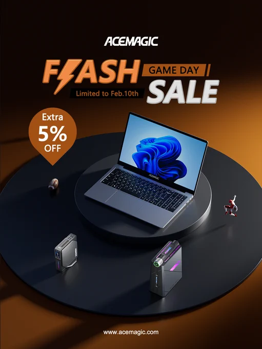  🏈 Game Day Flash Sale ⚡The Super Bowl frenzy has begun!  🥳✨
Get ready for limited-time discounts on the ACEMAGIC AX15 #Laptop, ACEMAGIC S1 mini PC, and ACEMAGIC AD08 gaming #miniPC 🏷️✂️💲
Don’t let these incredible deals slip away!
⌛ February 10th

🛒💨🏃 https://bit.ly/AceMagic_Sale

#ACEMAGICminipc #ACEMAGIClaptop #acemagicpc #techdeals #computerdeals #acemagicdeals #dealoftheday