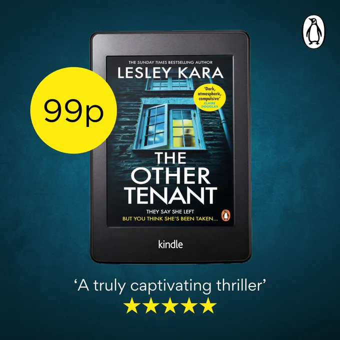 Graphic of The Other Tenant with 99p sticker and a five star quote ‘a truly captivating thriller’
