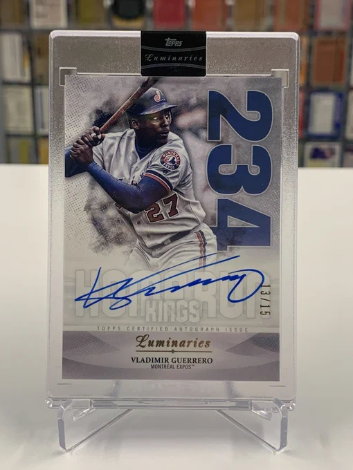 2019 Topps Luminaries Home Run Kings Autographed Card
Vladimir Guerrero, Montreal Expos (13/15)
No. 1 career home run total, Expos - 234