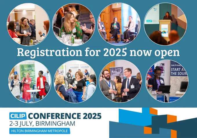 Images of CILIP conference 2024. Text reads registration for 2025 now open. 