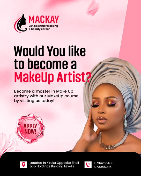 💄 Unleash your inner artist! ✨ Become a makeup master with #MackaySchool of Hairdressing & Beauty Career! Our Makeup Artist course will transform your passion into a profession. 

Visit us in Kireka today!  
📞 0784256480 / 0700450116

 #MakeupArtist #MakeupCourse  