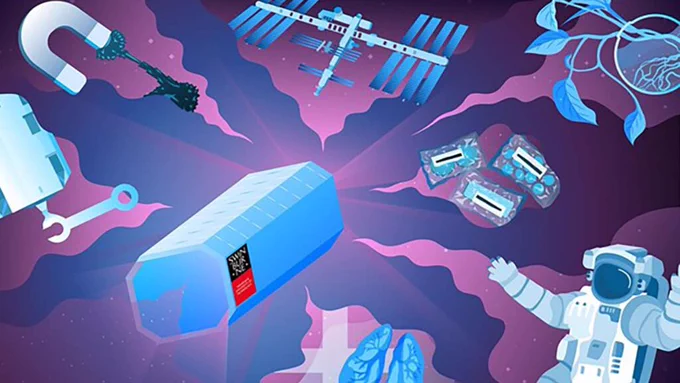 Graphic representing the Swinburne Youth Space Innovation Challenge, featuring an astronaut, satellite, plants in space, and more.