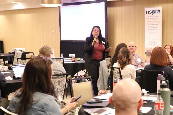 Janine Thorn, NSPRA Vice President at Large for Diversity Engagement presenting "What Does Equity Mean for a Chapter?" with Heidi Vega, APR, NSPRA President.
