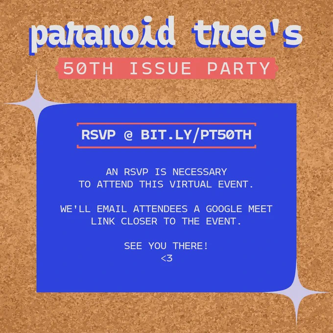 An RSVP is necessary to join this event. We will email attendees a link to join closer to the day of. Register at bit.ly/pt50th
