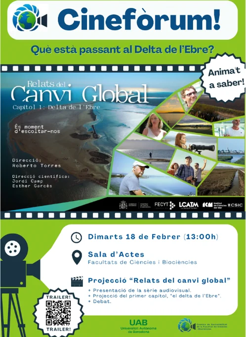 La projecció tindrà lloc dimarts 18 de febrer a les 13.00 a la sala d'actes de les facultats. Aquest documental és el primer de la sèrie Relats del canvi global.