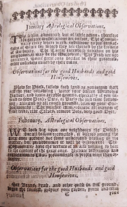 Page showing astrological observations by month.