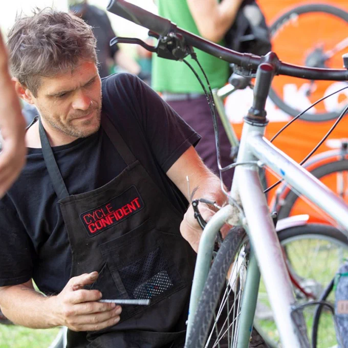 person fixing a bix