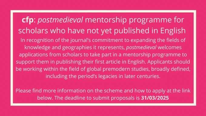 call for participants for a mentorship programme for scholars who have not yet published in English