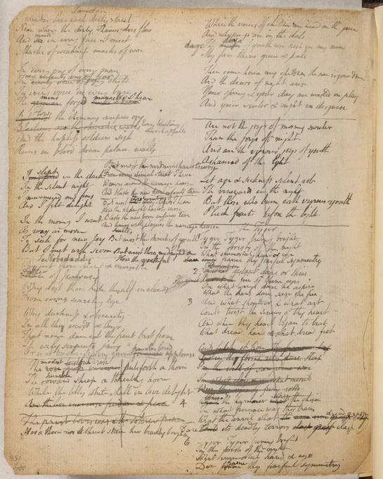 Manuscript draft of 'London' from the notebook of William Blake