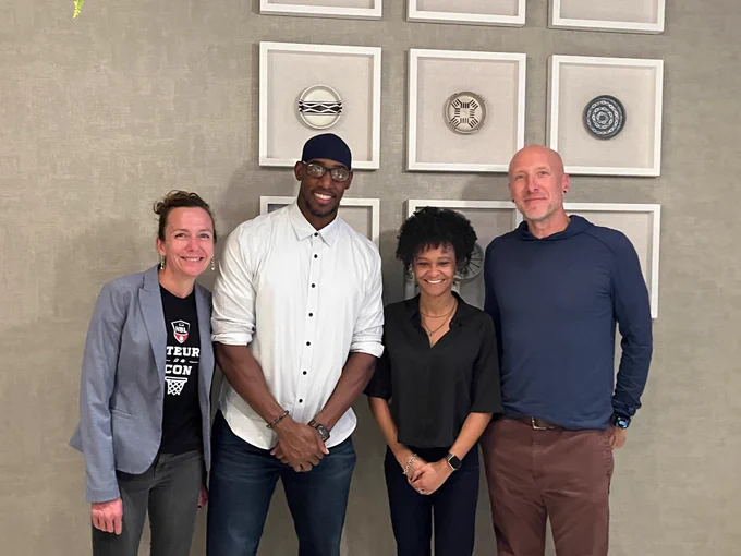 A group photo of Victoria Jackson, Hamza Abdullah, Tracie Canada, and Terry Shoemaker.