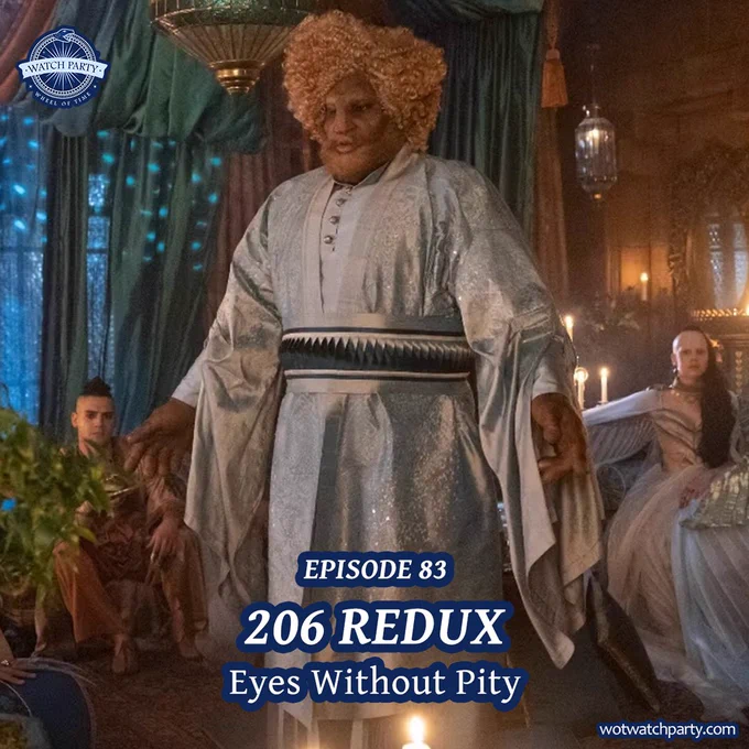 Photo of Loial treesinging, text reads Episode 83 206 Redux Eyes Without Pity wotwatchparty.com 