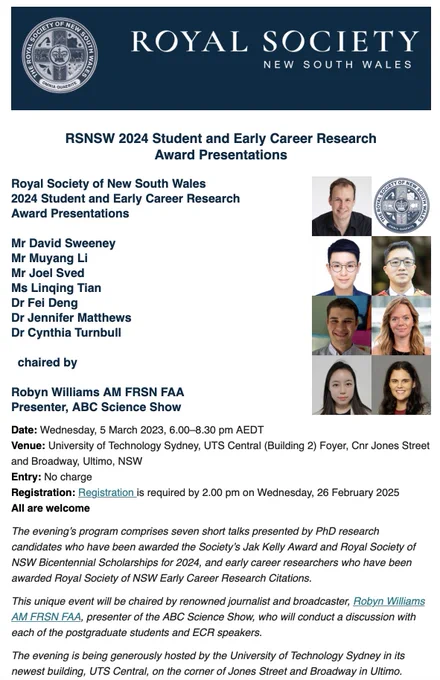 RSNSW 2024 Student and Early Career Research Award Presentations 