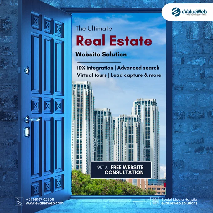 IDX integration, advanced search, virtual tours... our real estate websites have it all! Give your clients the best online experience and stand out from the competition. 

Contact Us See our portfolio today! 
📬 Let’s Chat!
📧 Email: info@evalueweb.com
📞 Call/WhatsApp:  91 95197 02609

#RealEstateTech #WebsiteDesign #PropertySearch #RealEstateAgent #onlinemarketing #Brokerage #RealEstateWebsites #evalueweb #india #dubai #unitedkingdom #realestate #websitedevelopment #generateleads 