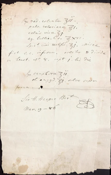 A small handwritten note, difficult to decipher. It is dated Mar. 19 - 86 and initialled ED.