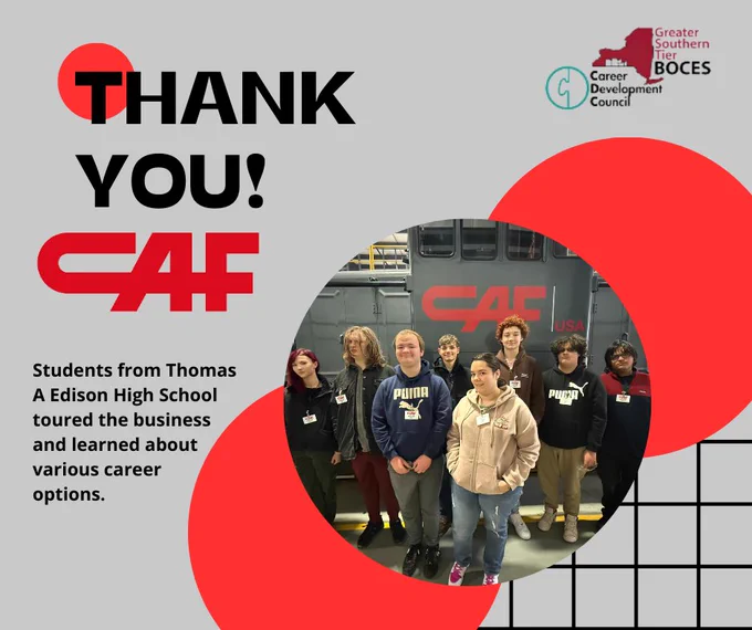 Career Development Council would like to thank CAF USA for hosting students from Thomas A Edison High School.