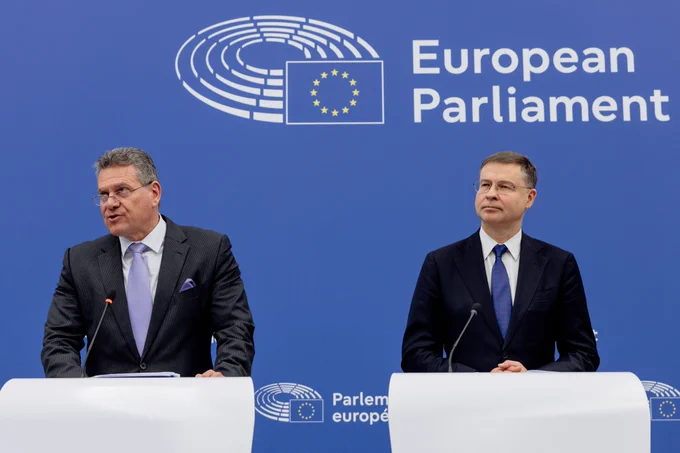 Read-out of the weekly meeting by Maroš Šefcovic and Valdis Dombrovskis, European Commissioners, on the Commission Work Programme 2025 and the Communication on ‘implementation and simplification’ © European Union, 2025 / Photographer: Valentine Zeler