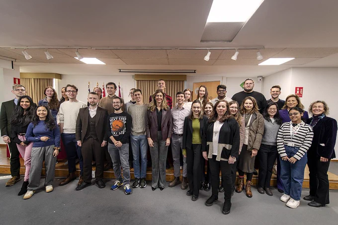 A group of the Winter School attendees posing for a photo. Aswin is at the back on the center right.