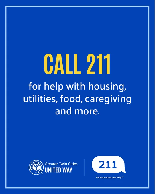 Call 211 for help with housing, utilities, food, caregiving, and more