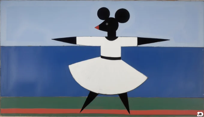 Prompt: a dancing mouse, painting in the style of Kazimir Malevich