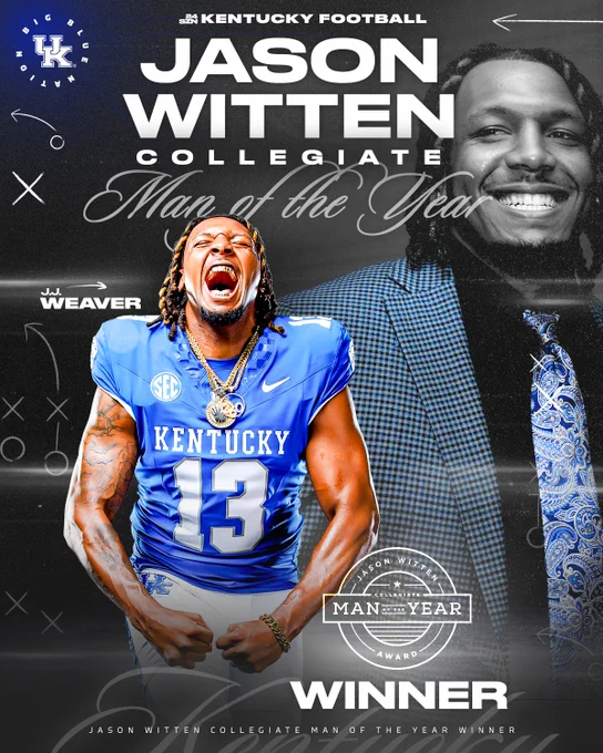 Graphic showing Jason WItten won Collegiate Man of the Year