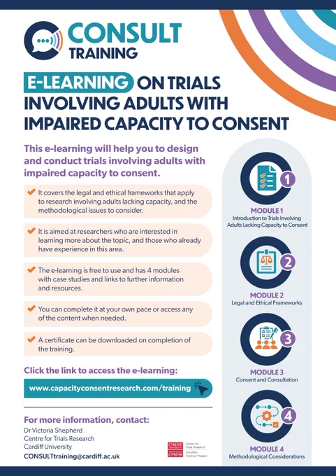 Flyer for CONSULT training on trials involving adults lacking capacity to consent