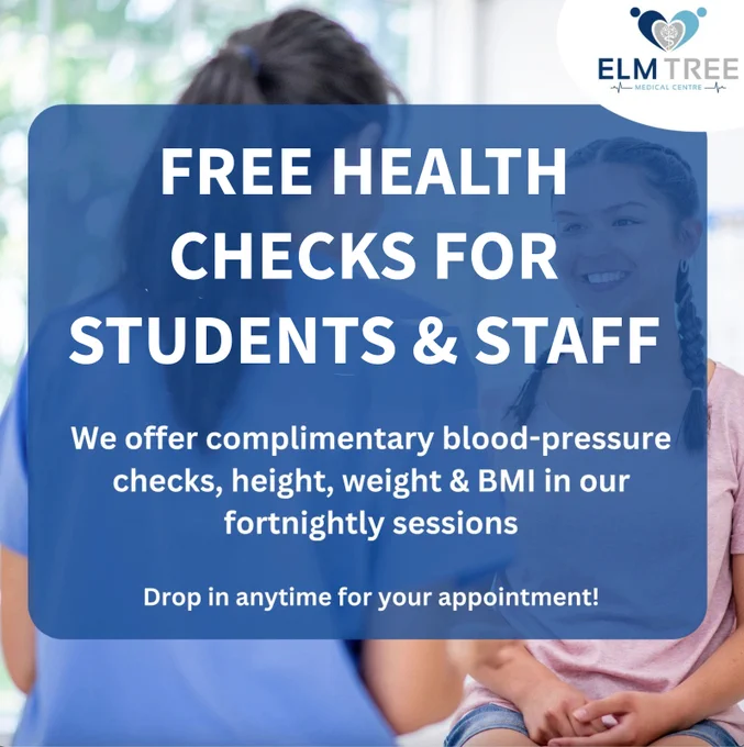Image - nurse & patient. words - free health checks for students & staff (blood pressure, height, weight, BMI)