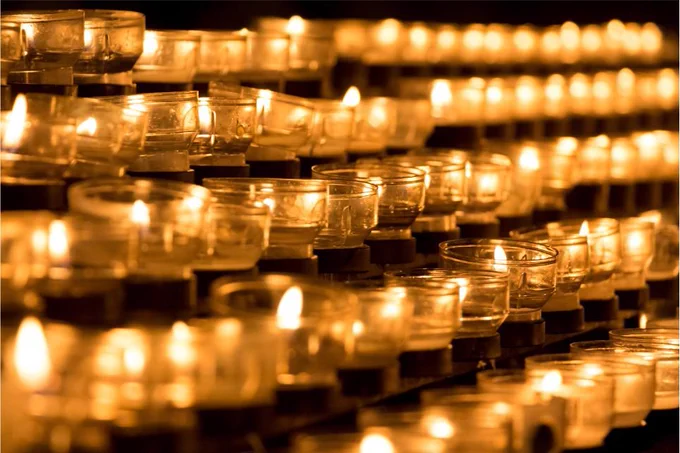 Rows of tealight candles
