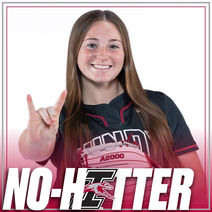 A graphic promoting UIndy softball pitcher Cheyenne Eads' first career no-hitter.