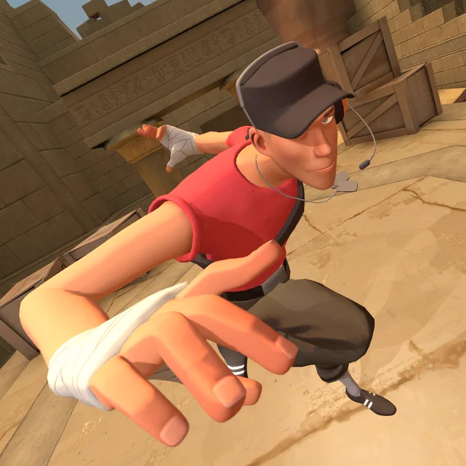 Scout tf2 doing like a, a cool pose. please hit that like and subscribe and that bell and.
