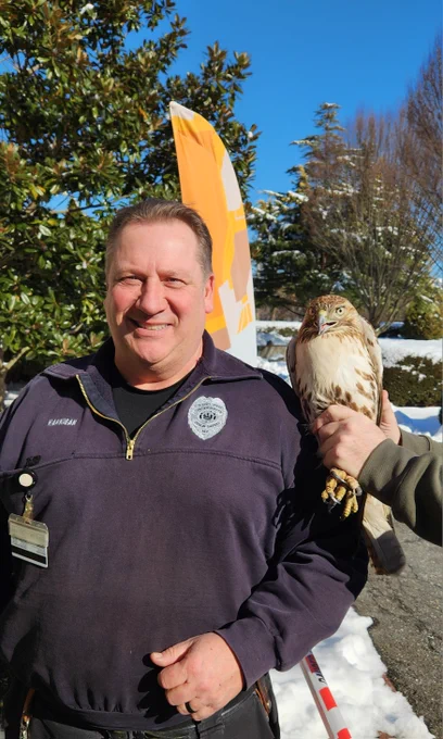 Public Safety Officer Hannigan  with the hawk