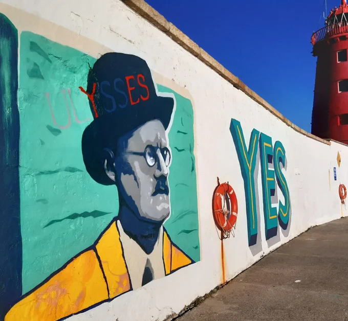 A mural of James Joyce in Dublin 
