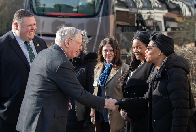 The Duke of Gloucester arriving at Epping Forest.