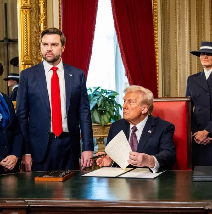 Trump and JD Vance signing Executive Orders