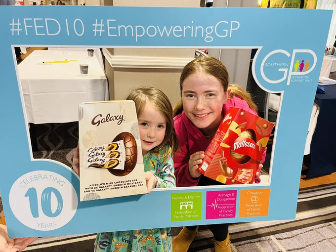 Niamh and Ciara Bower with their Easter egg prizes.