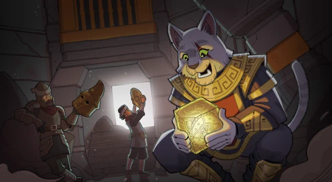 An image featuring a Khajiit in the foreground and two other characters from The Elder Scrolls: Castles in the background inspecting Dwarven items