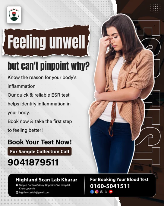 Feeling unwell but can't pin point why? A quick & reliable ESR test helps identify inflammation in your body.