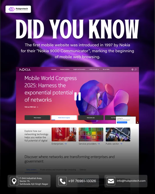 Did You Know? The first mobile website was introduced in 1997 by Nokia for their "Nokia 9000 Communicator", marking the beginning of mobile web browsing.