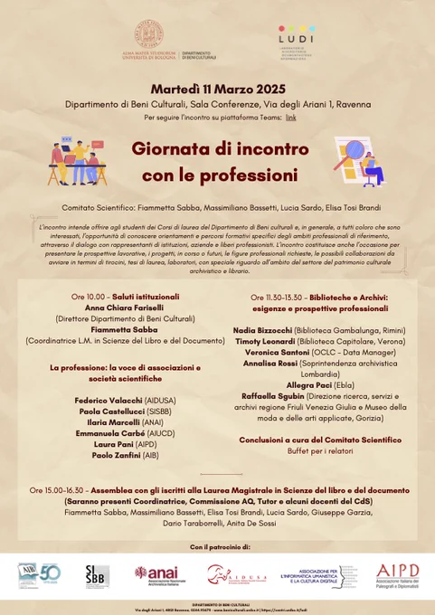 locandina della giornata di incontro con le professioni, 11 marzo 2025. Il programma è disponibile al link indicato nel post
