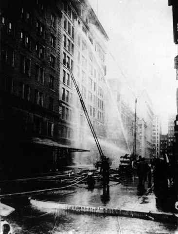 Fire fighters arrived at the Asch Building soon after the alarm was sounded but ladders only reached the sixth floor and the high pressure pumps of the day could not raise the water pressure needed to extinguish the flames on the highest floors of the ten-story building. In this fireproof factory, 146 young men, women, and children lost their lives, and many others were seriously injured.