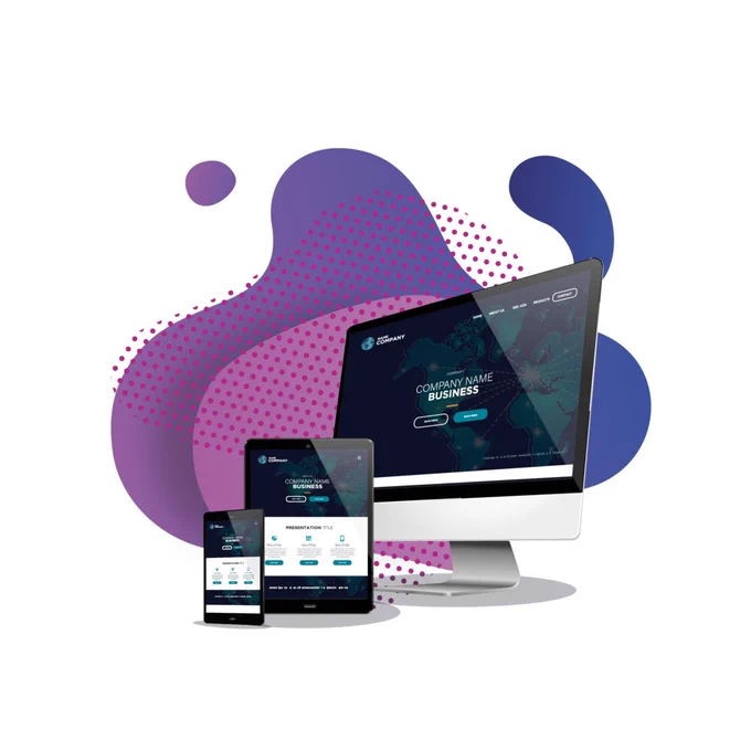 modern website displayed on desktop computer, tablet, and phone