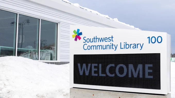 Front sign at Southwest Library