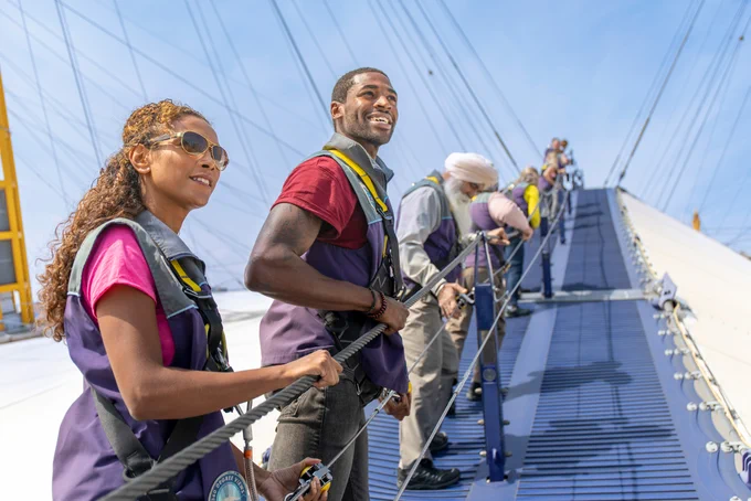 People climbing the roof of The O2