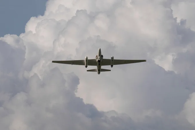 NASA Armstrong Flight Research Center’s ER-2 aircraft flies just above the height of thunderclouds over the Floridian and Caribbean coastlines to collect data about lightning glows and terrestrial gamma ray flashes.
Credit: NASA/Carla Thomas