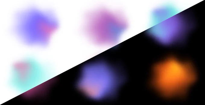 Comparative screenshot of a few of the blobs in both light and dark mode.