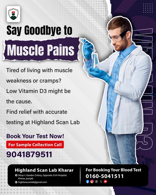 Say goodbye to muscle pain. Get tested with vitamin D3 test today.
