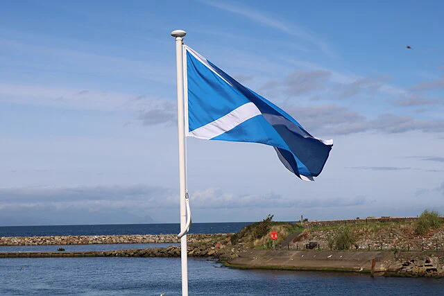 Saltire flying at Girvan Harbour