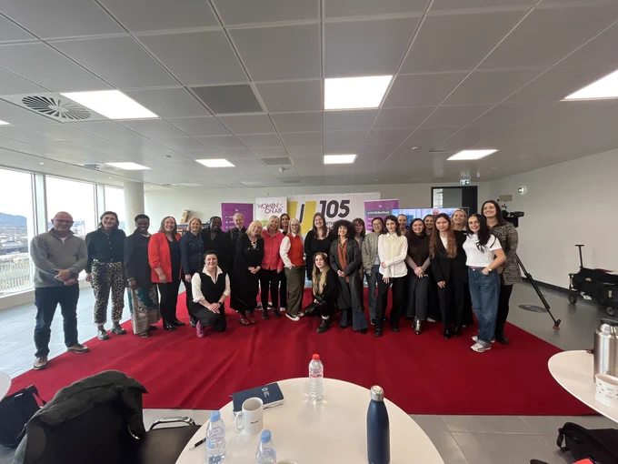 Trainers and training attendees in the U105 building at City Quays