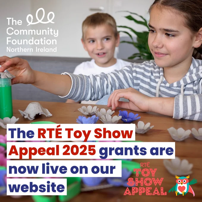 Text: The RTE Toy Show Appeal 2025 grants are now live on our website
Image: Kids taking part in arts and crafts